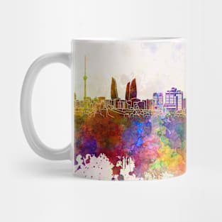 Baku skyline in watercolor background Mug